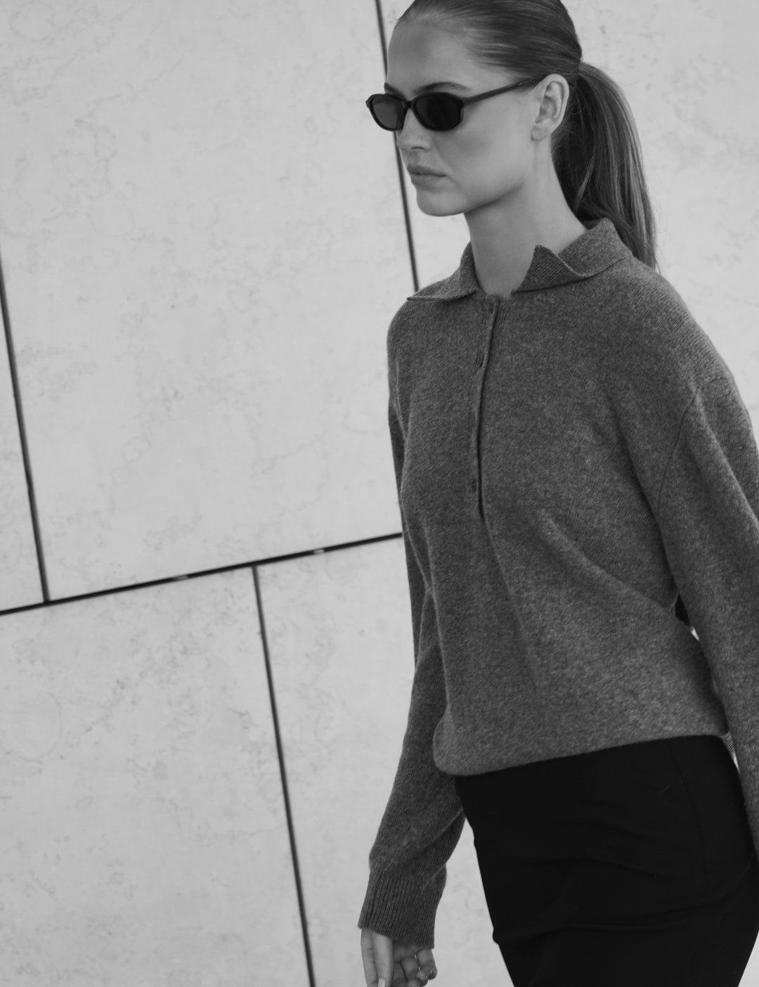 Lea merino polo - Grey