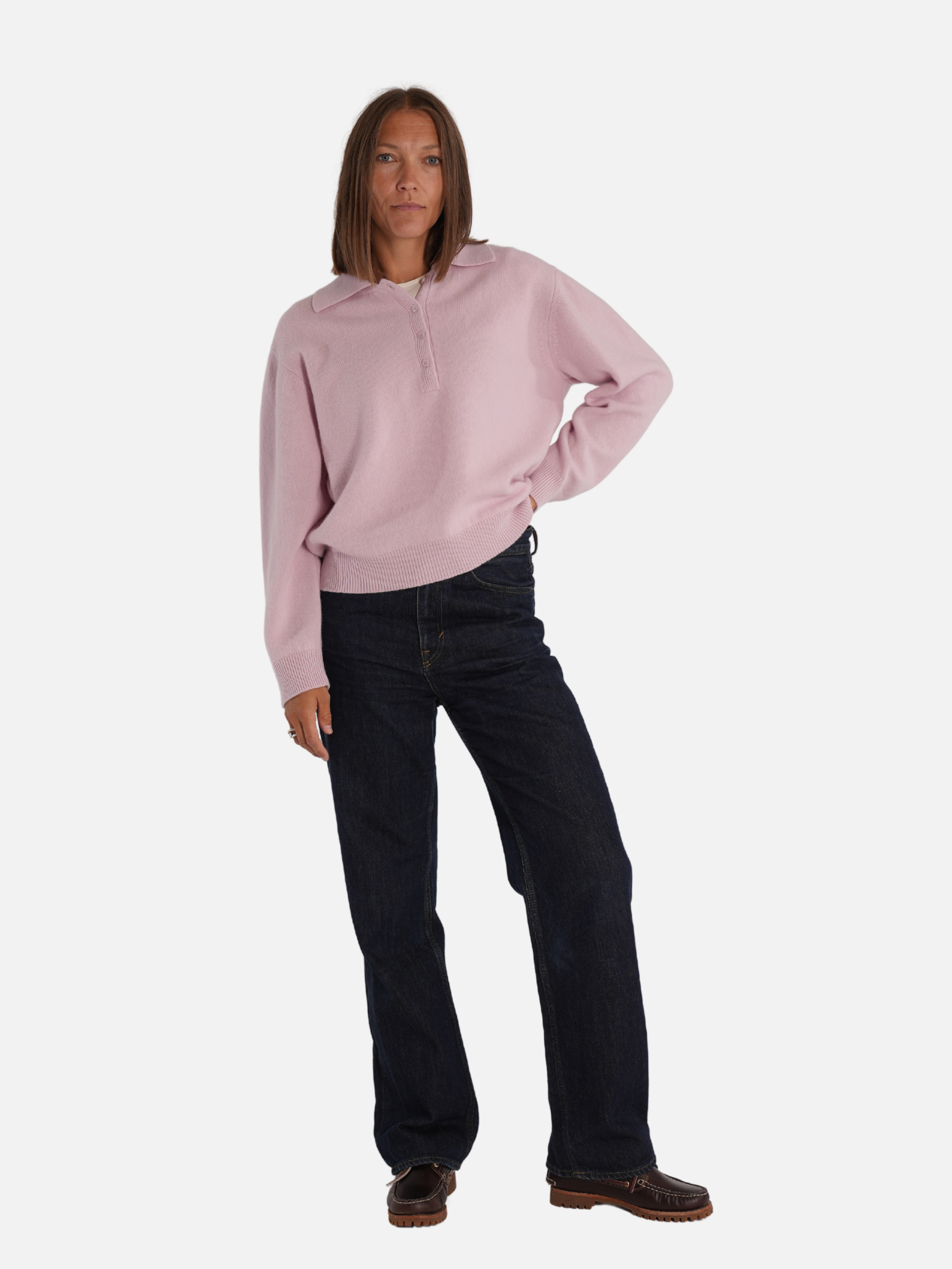 Léa merino polo - Soft pink