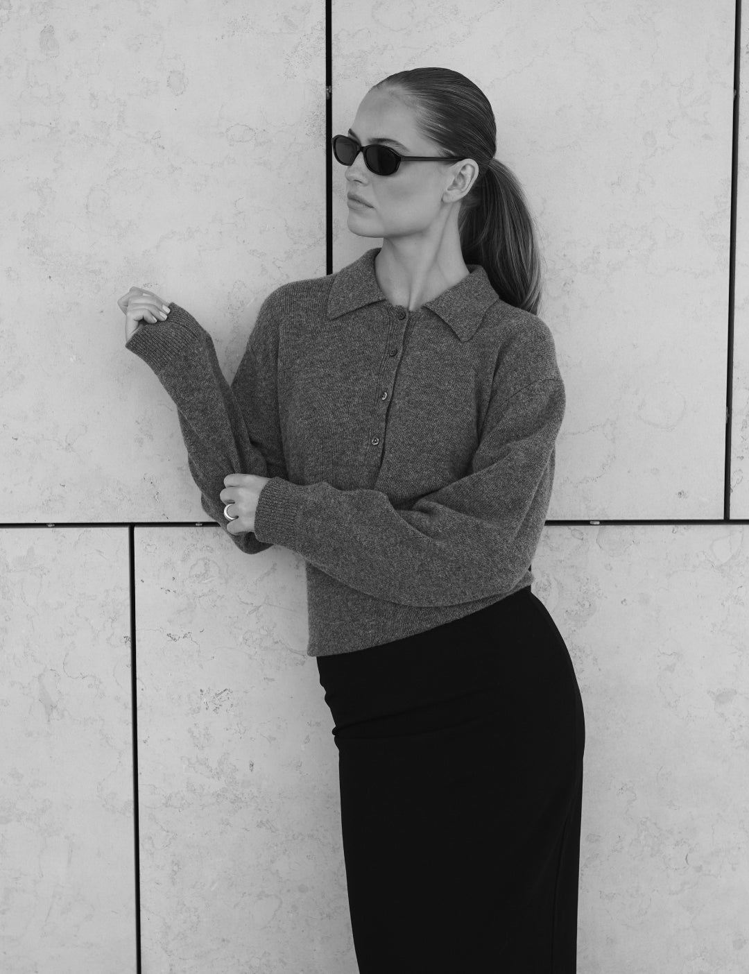 Lea merino polo - Grey