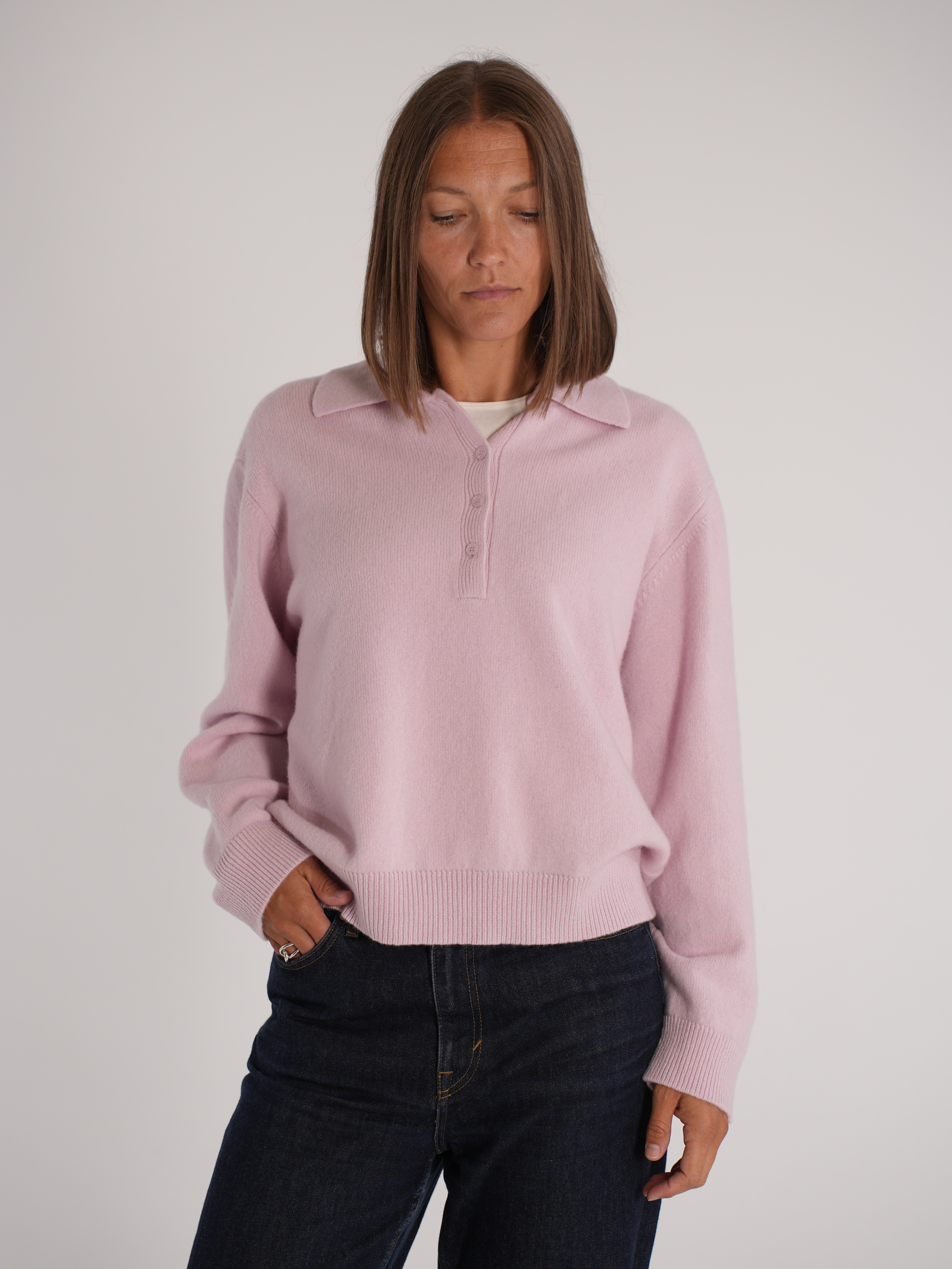 Lea merino polo - Soft pink