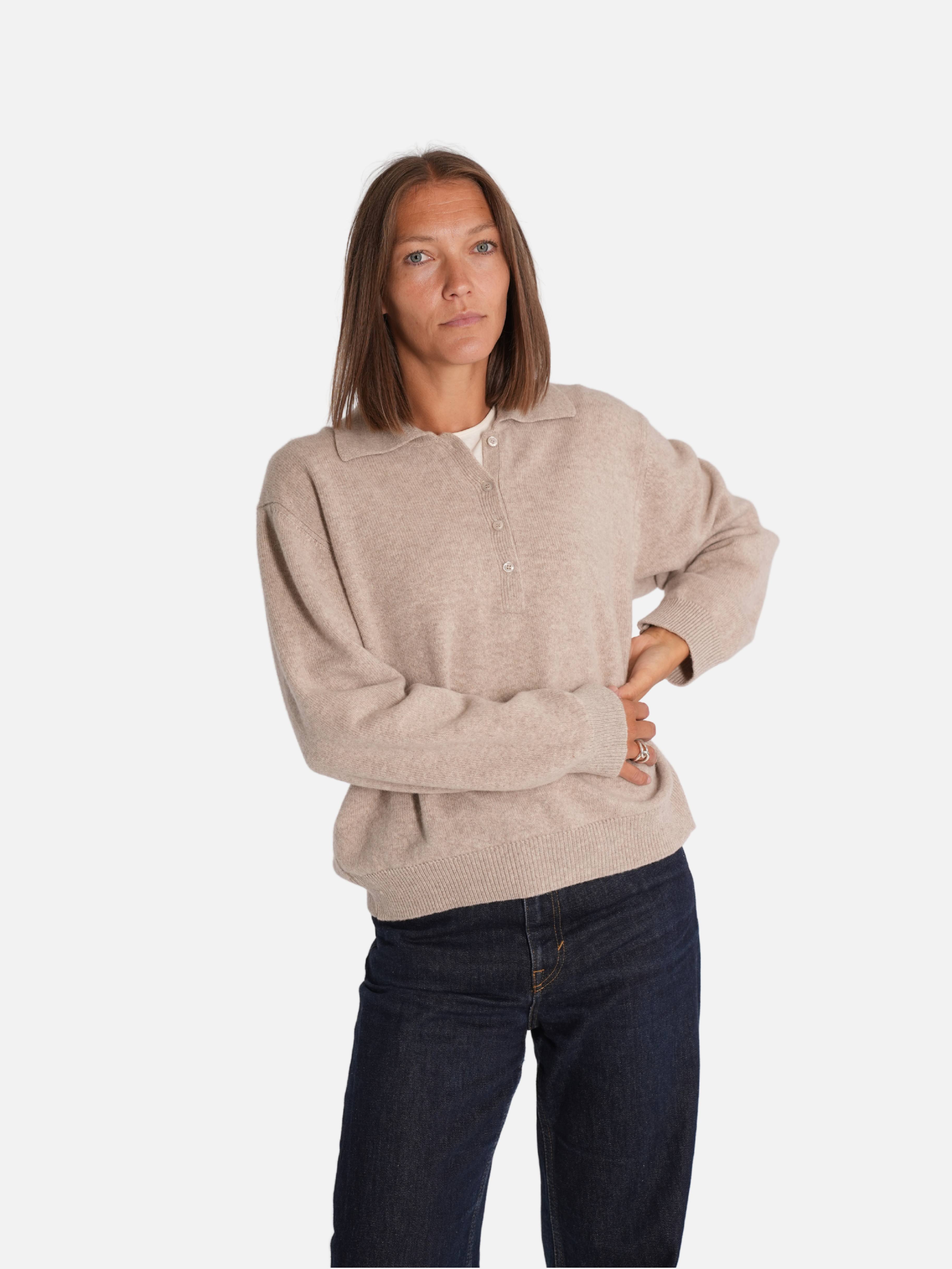 Léa merino polo - Sand