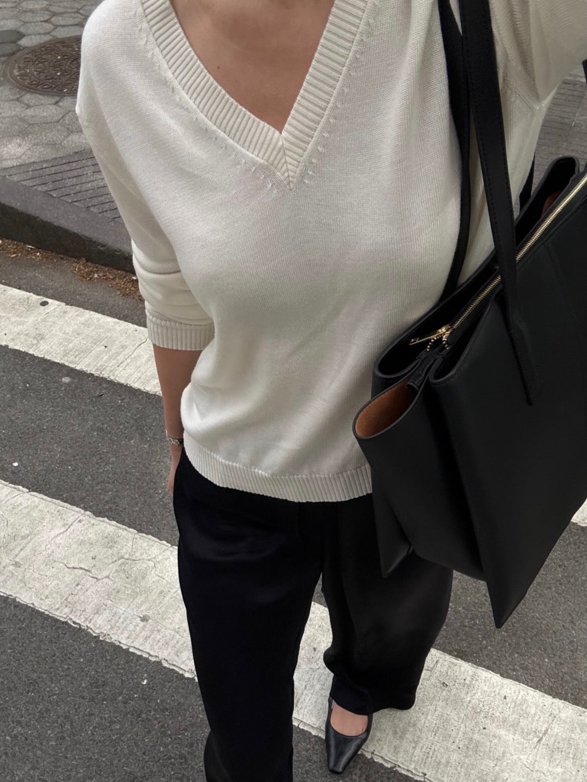 Ola v-neck, offwhite