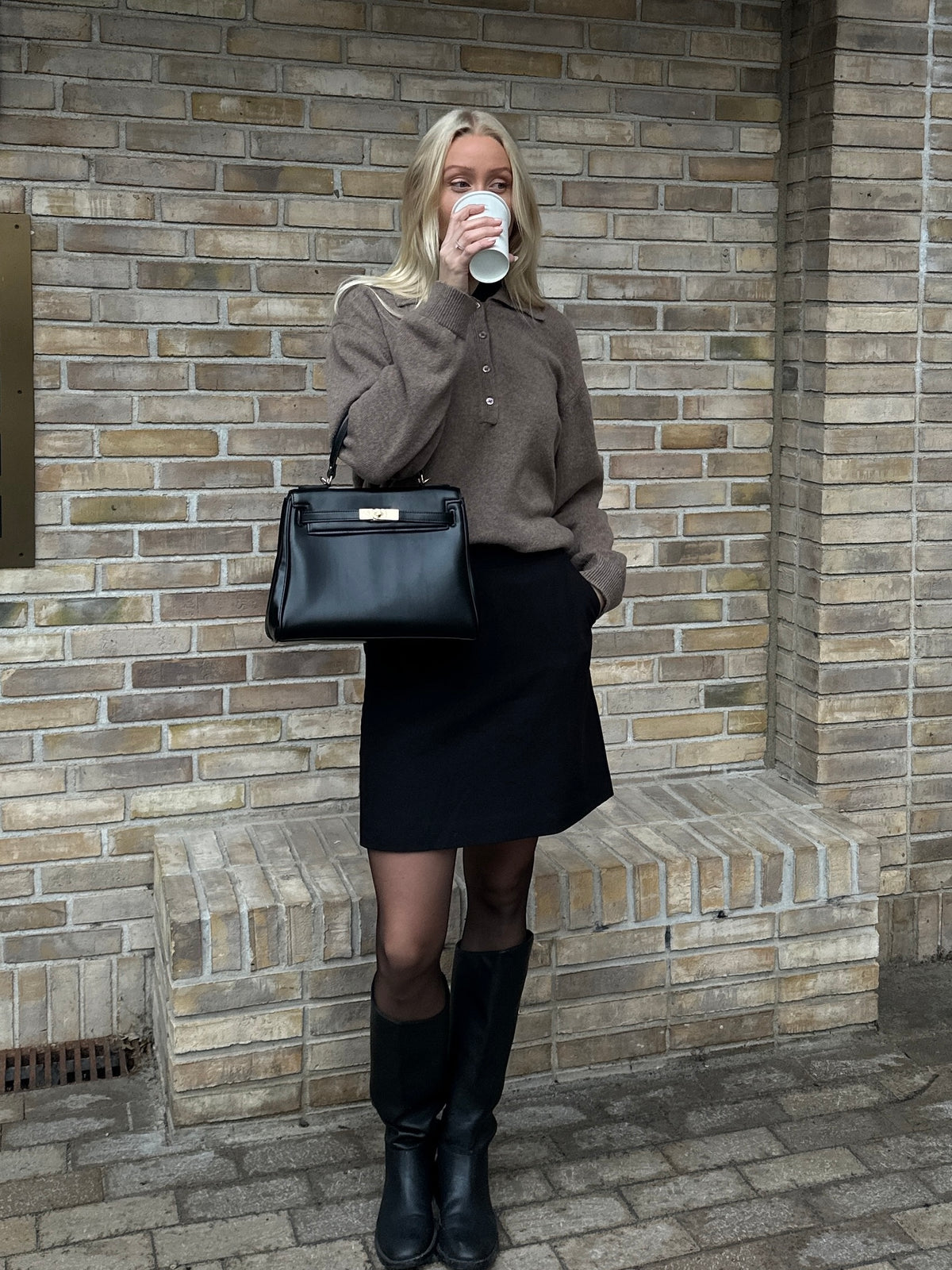 Lea merino polo - Brown