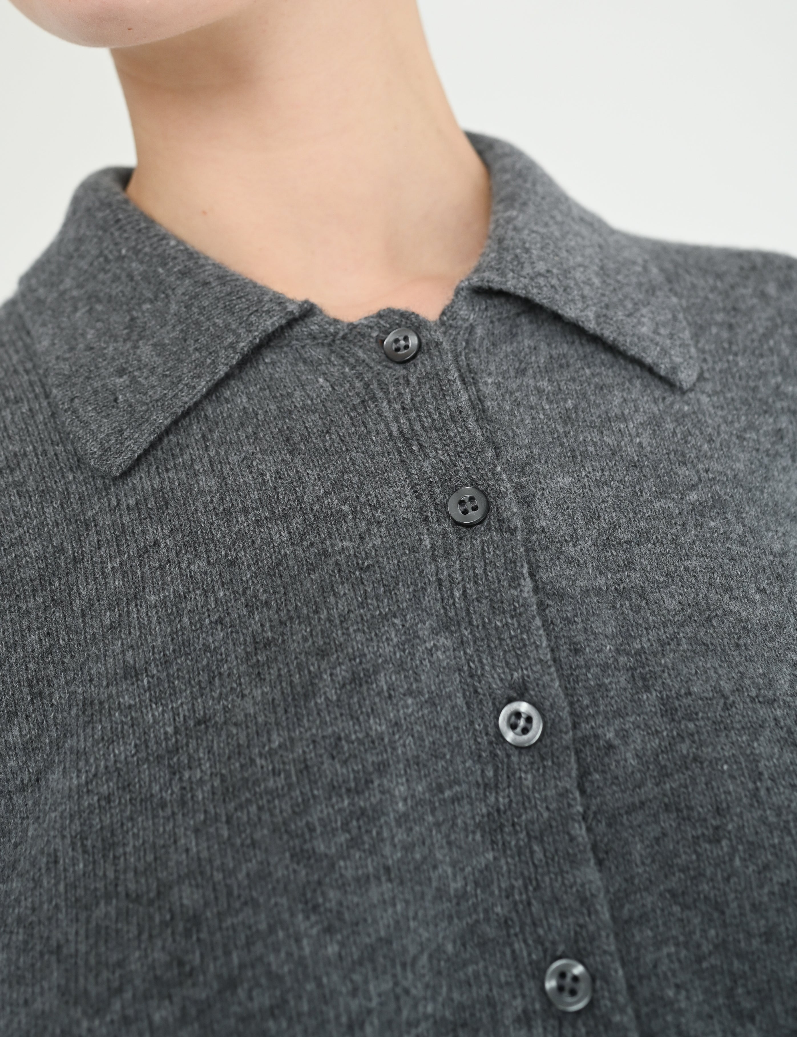 Lea merino polo - Dark Grey