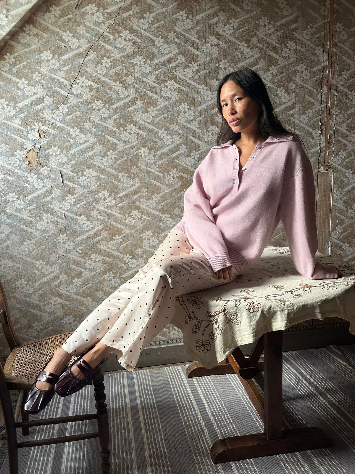 Lea merino polo - Soft pink