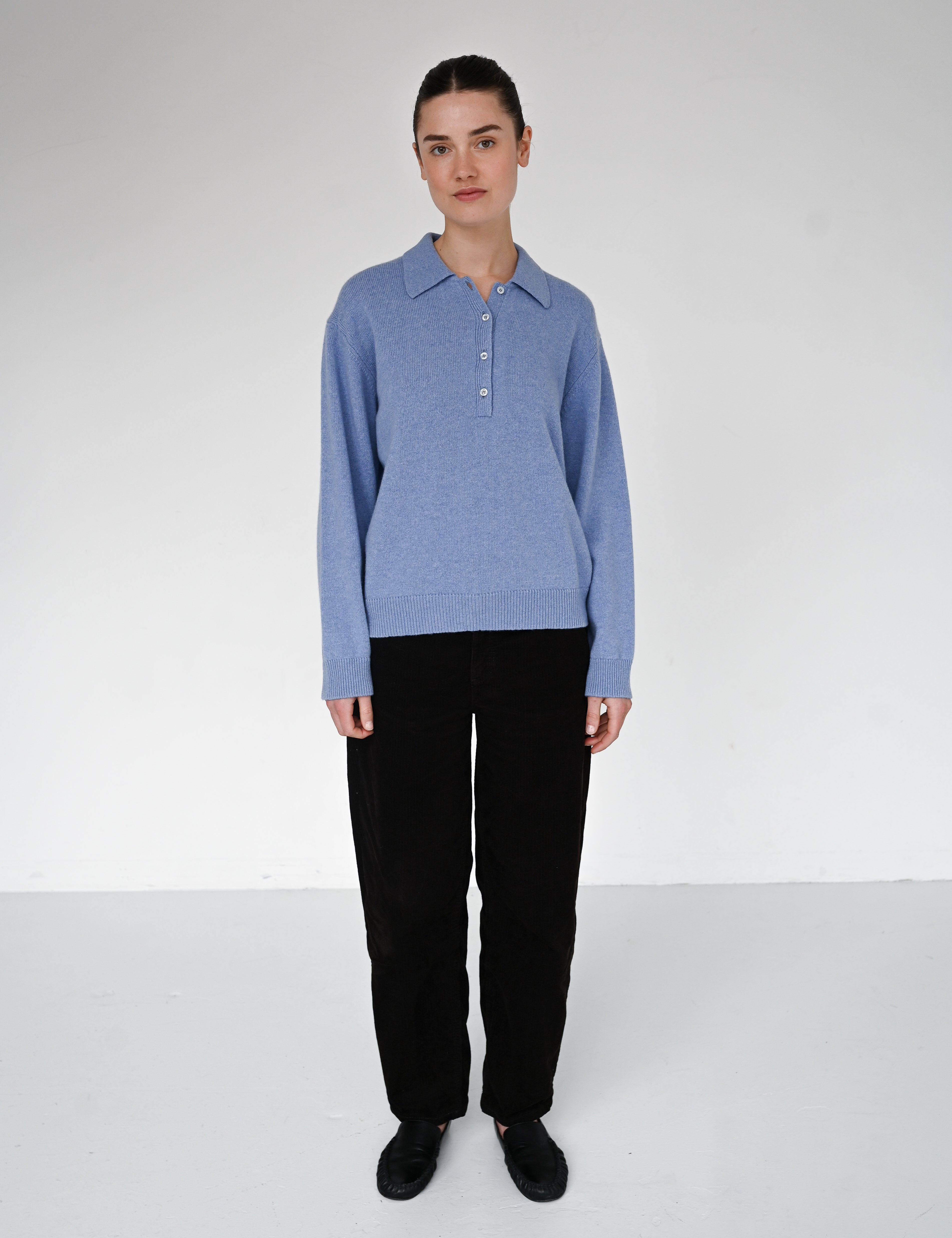 Lea merino polo - Blue