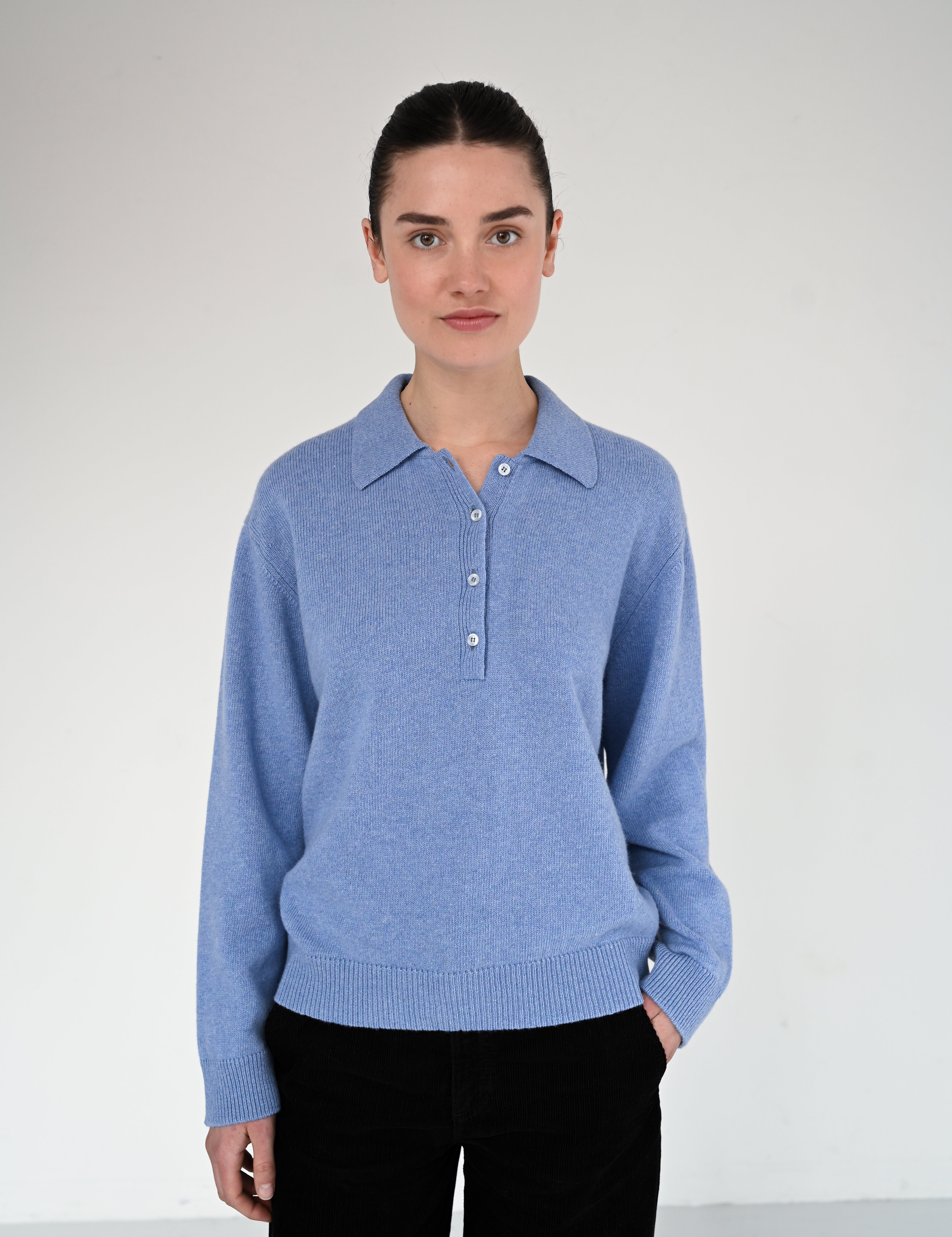 Lea merino polo - Blue