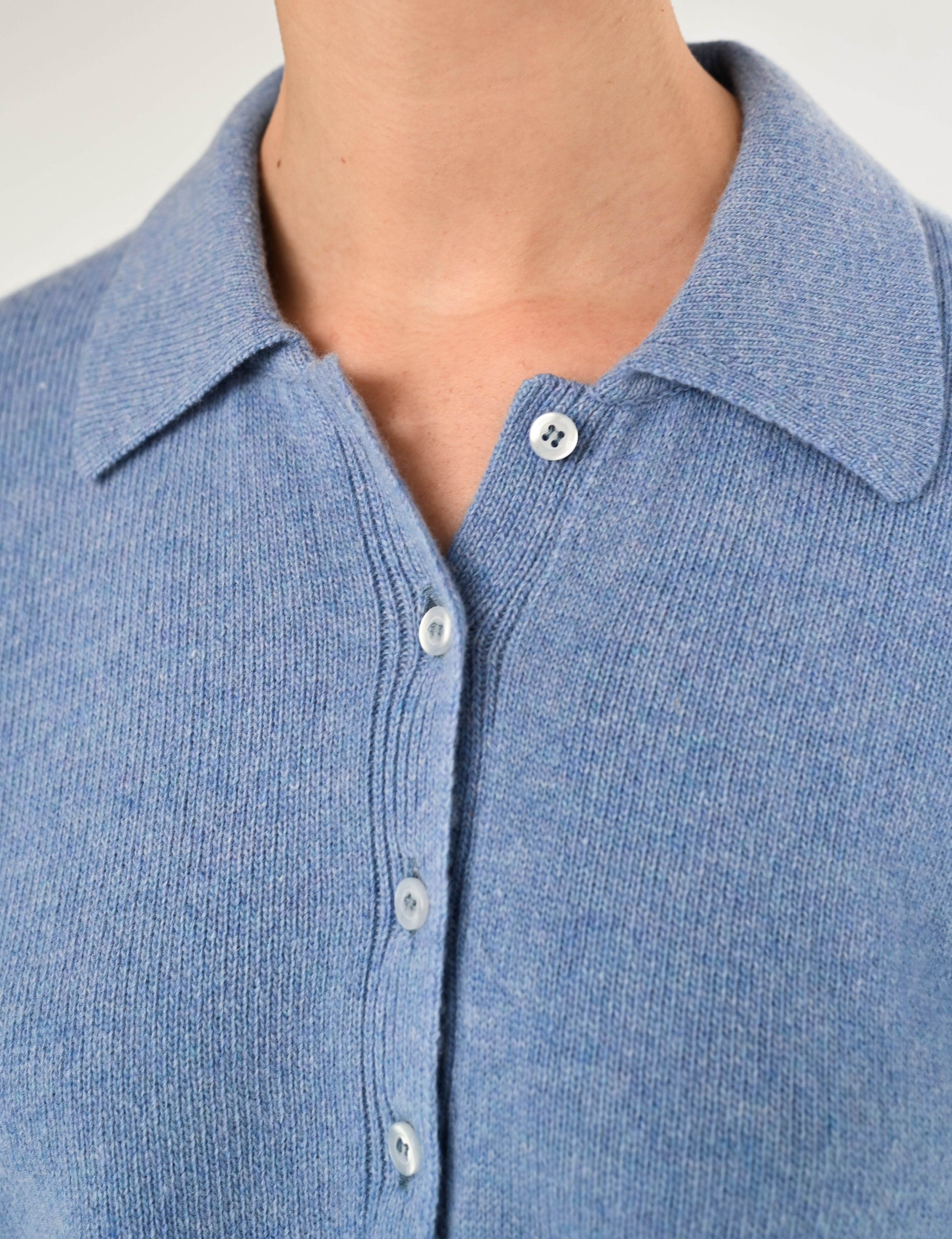 Lea merino polo - Blue