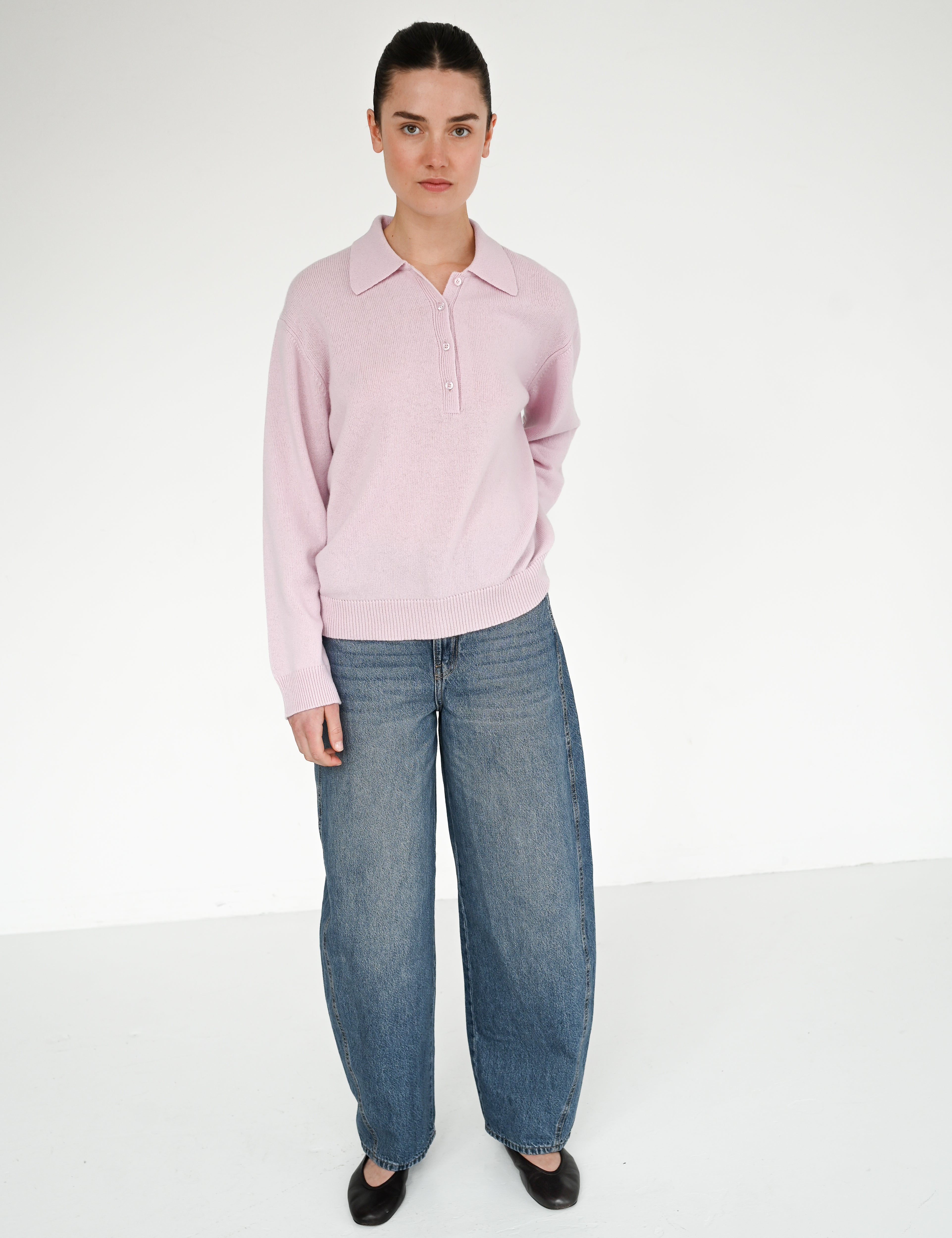 Lea merino polo - Soft pink