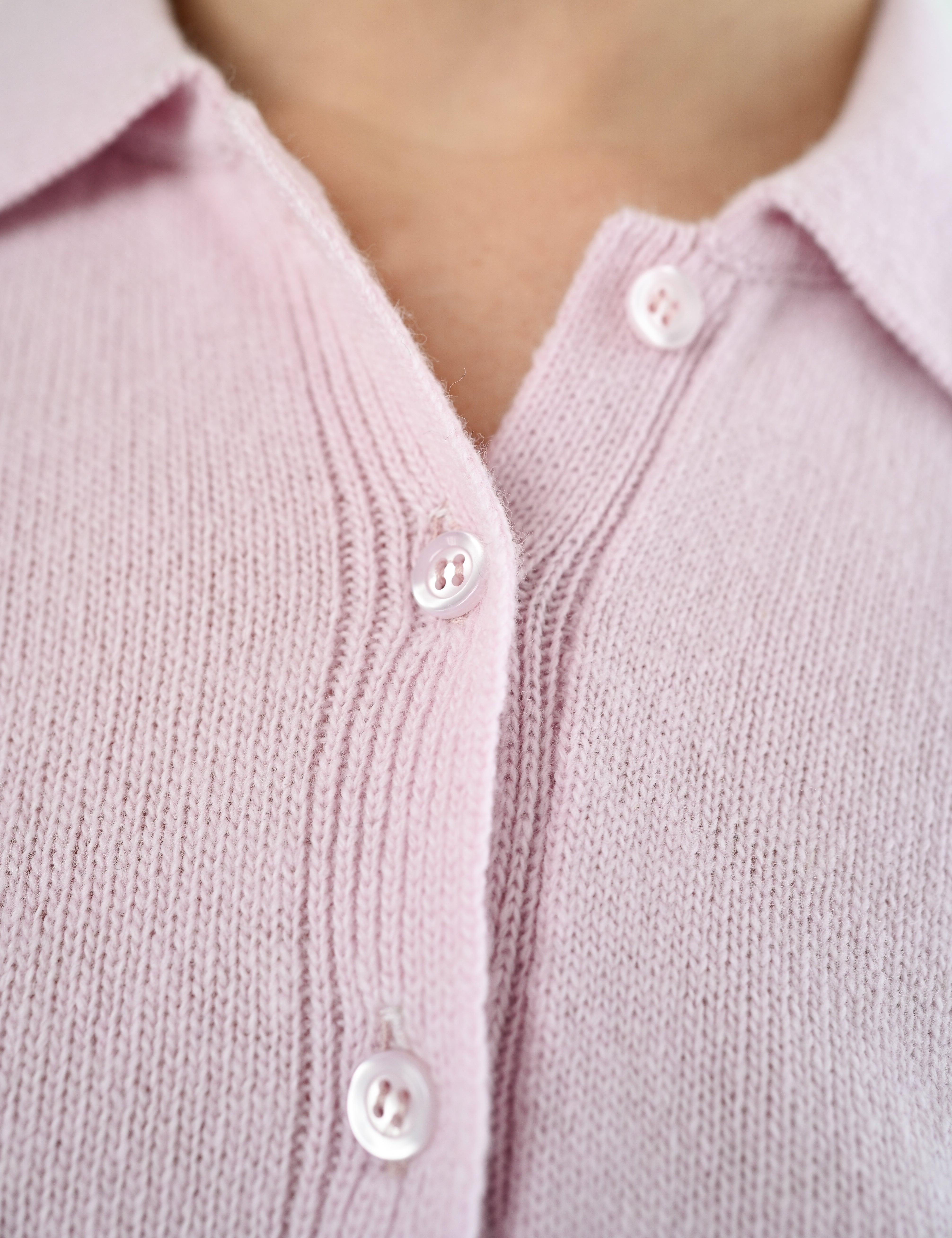 Lea merino polo - Soft pink