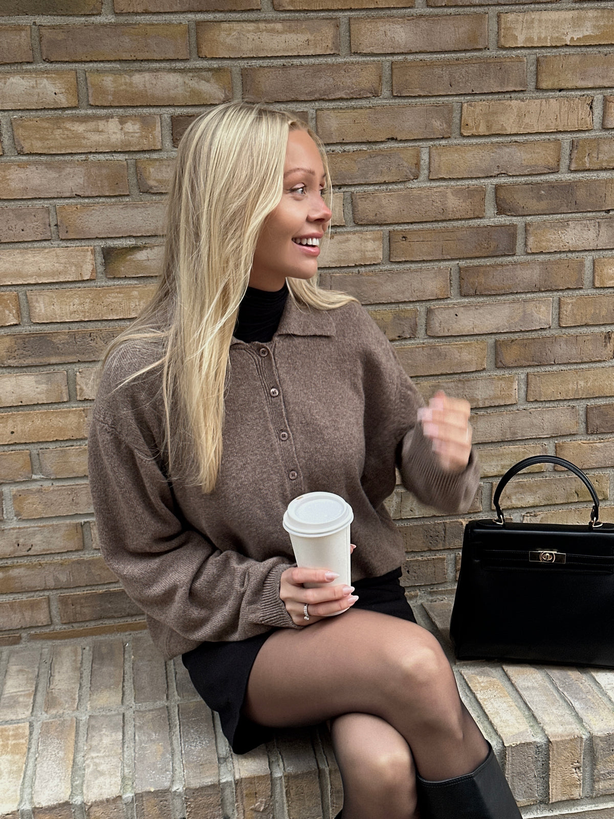 Lea merino polo - Brown