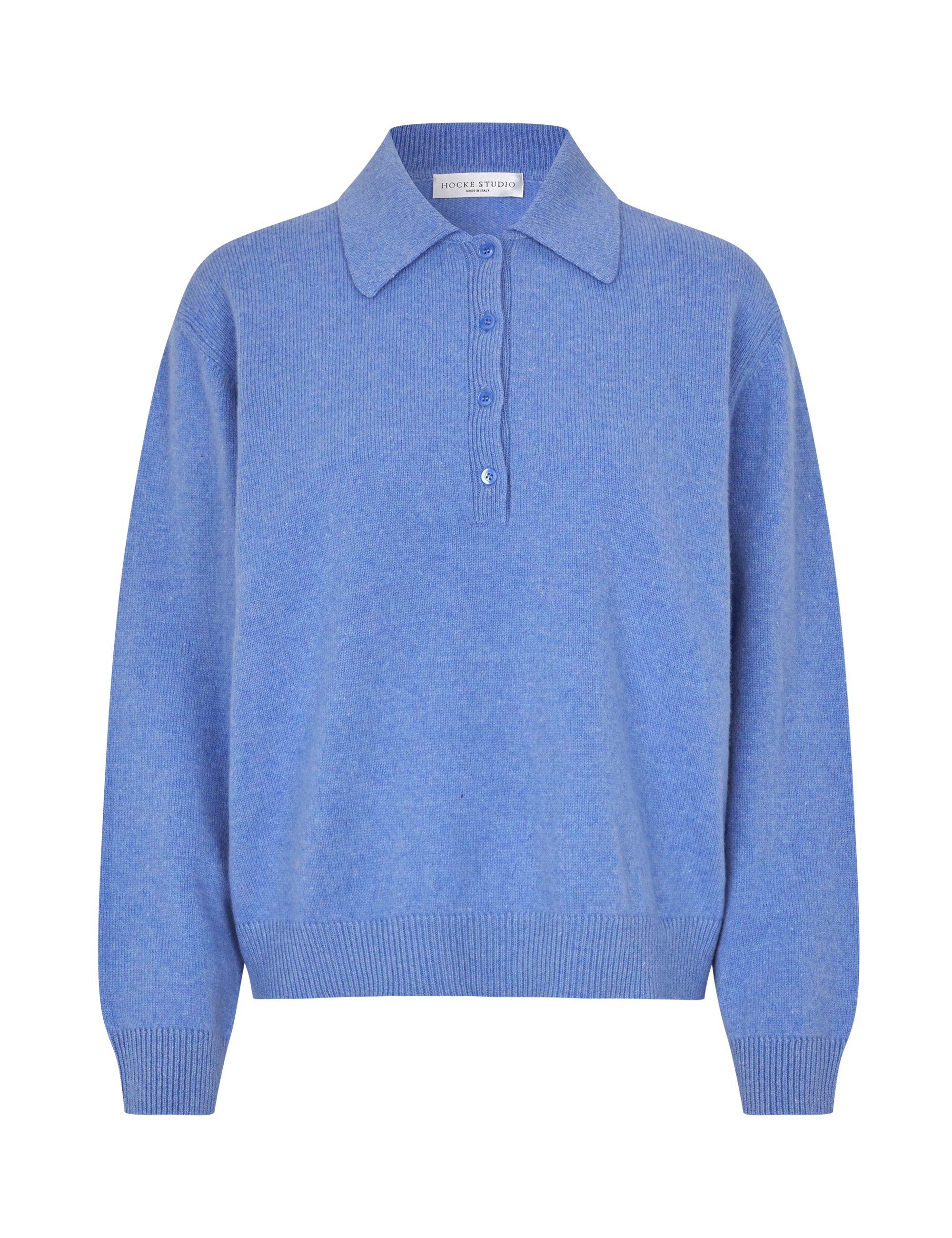 Lea merino polo - Heather Blue