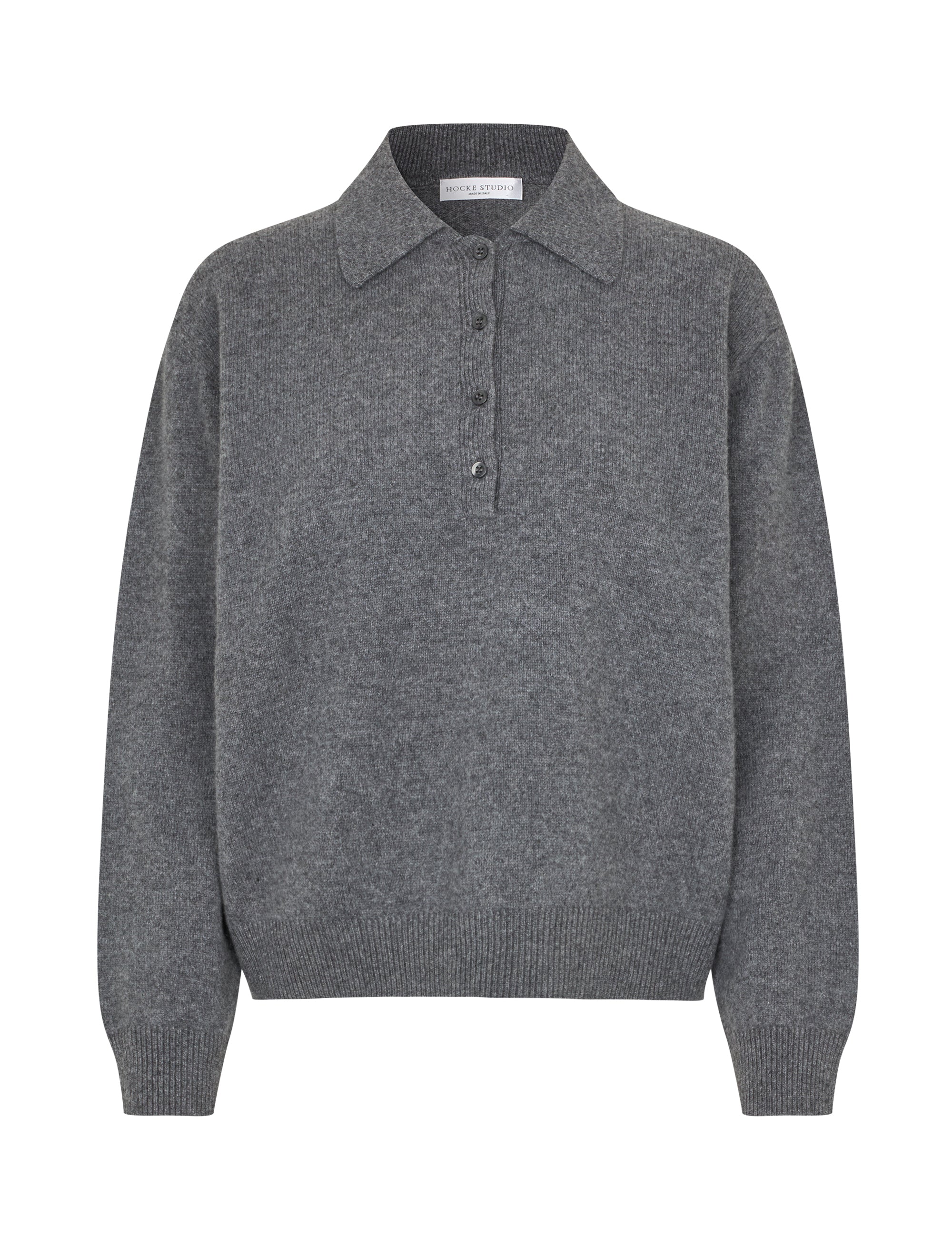 Lea merino polo - Dark Grey