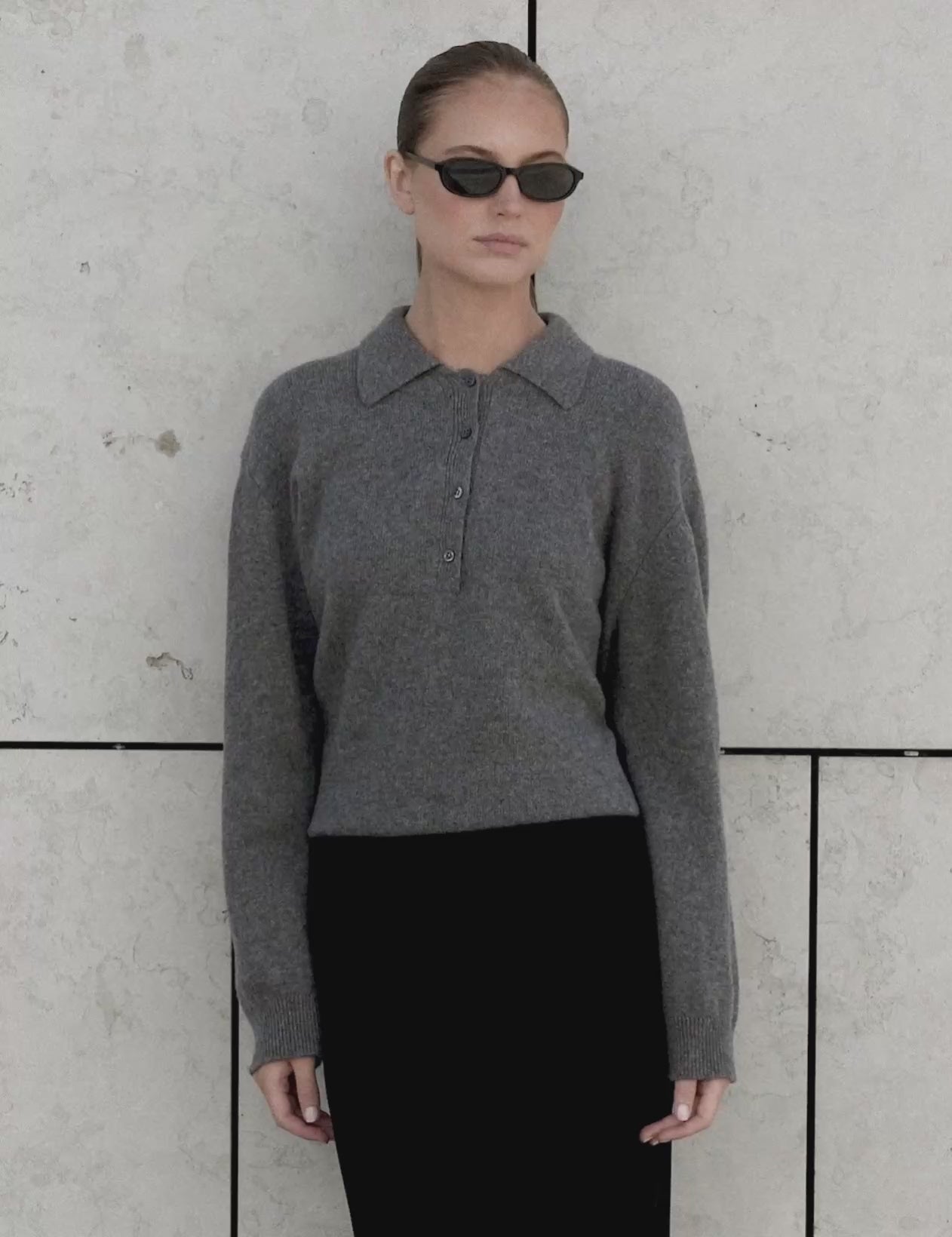 Lea merino polo - Grey